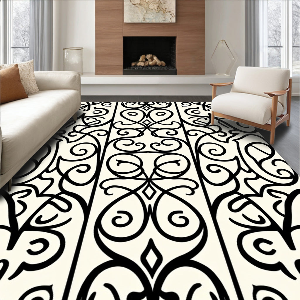 Intricate Scrollwork Classic Pattern Design Rug