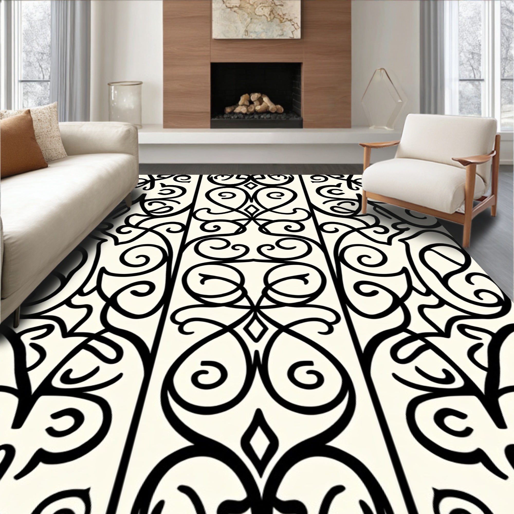 Intricate Scrollwork Classic Pattern Design Rug
