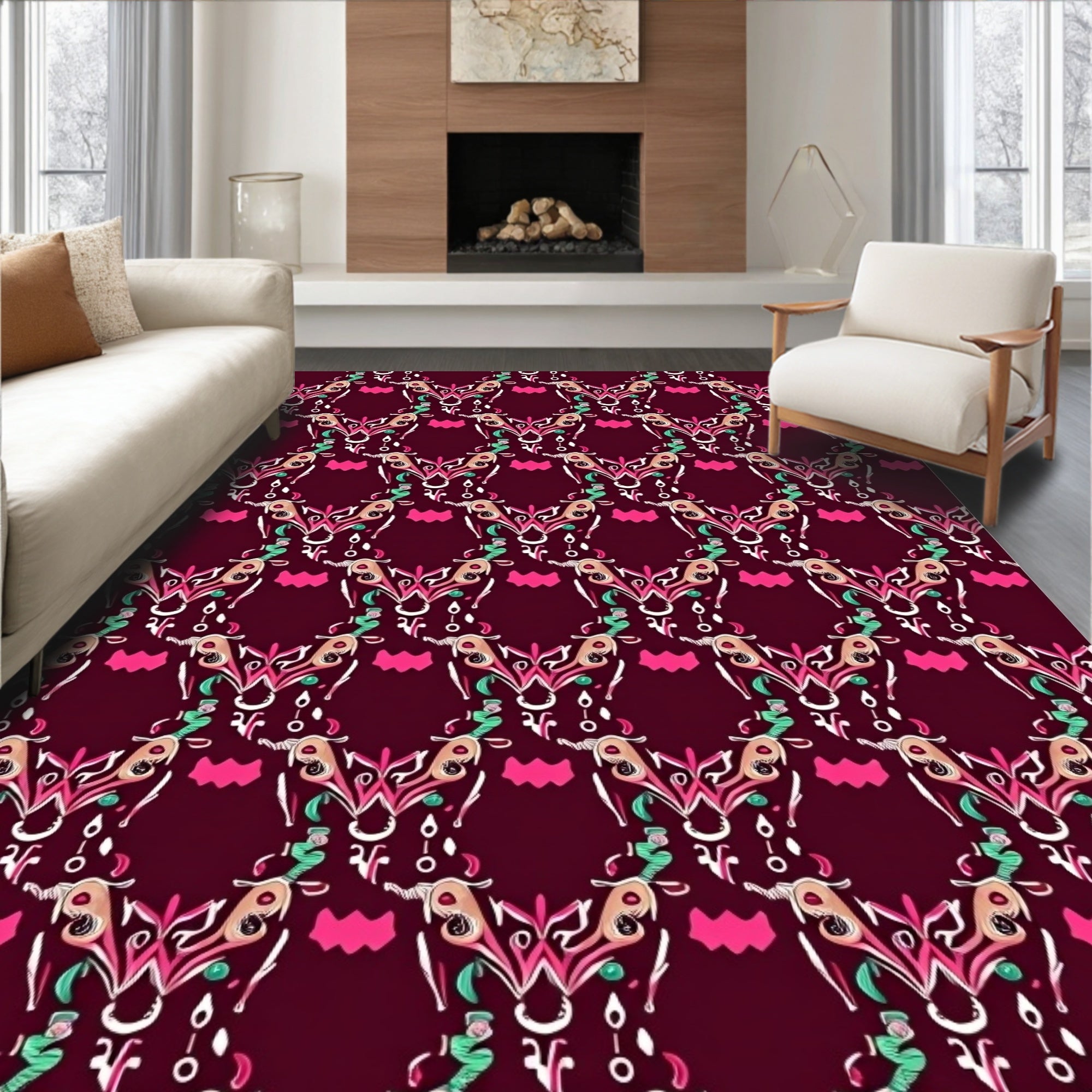 Bold Geometric Animal Pattern Design Rug