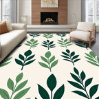 Forest Green Leaf Pattern Rug