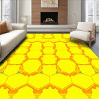 Golden Honeycomb Geometric Pattern Rug