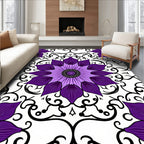 Purple Black Floral Symmetry Rug