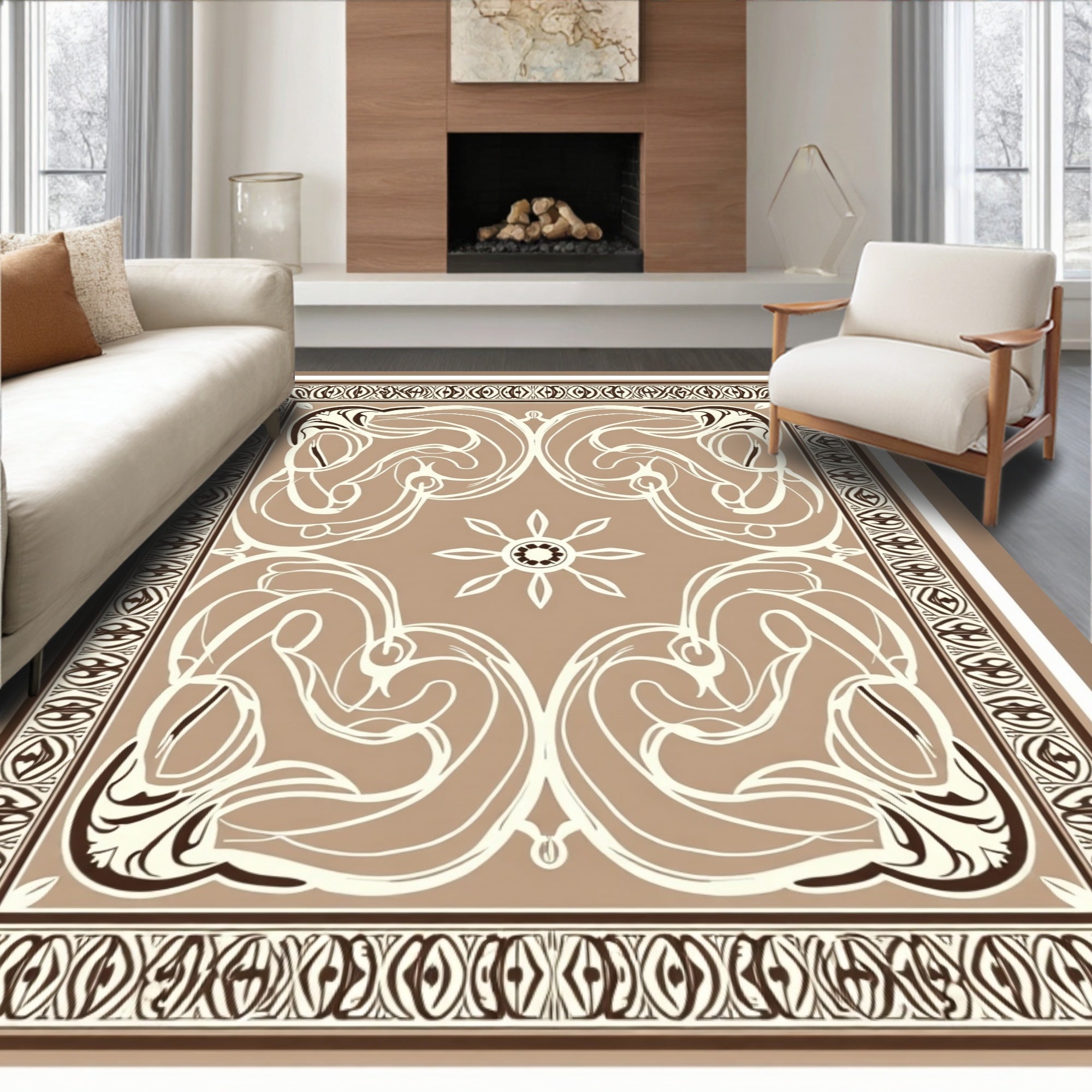 Chic Vintage Swirl Bloom Ornament Rug