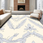 Pale Grey Feather Motif Pattern Rug
