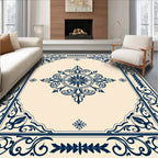 Classic Blue Floral Medallion Ornamental Rug