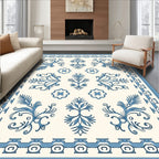 Classic Blue Floral Scrolled Design Rug