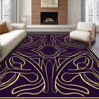 Golden Swirl Abstract Linear Pattern Rug