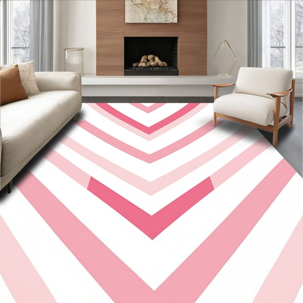 Chic Pink Chevron Pattern Rug