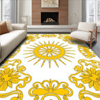 Ornate Yellow Sun Floral Pattern Rug