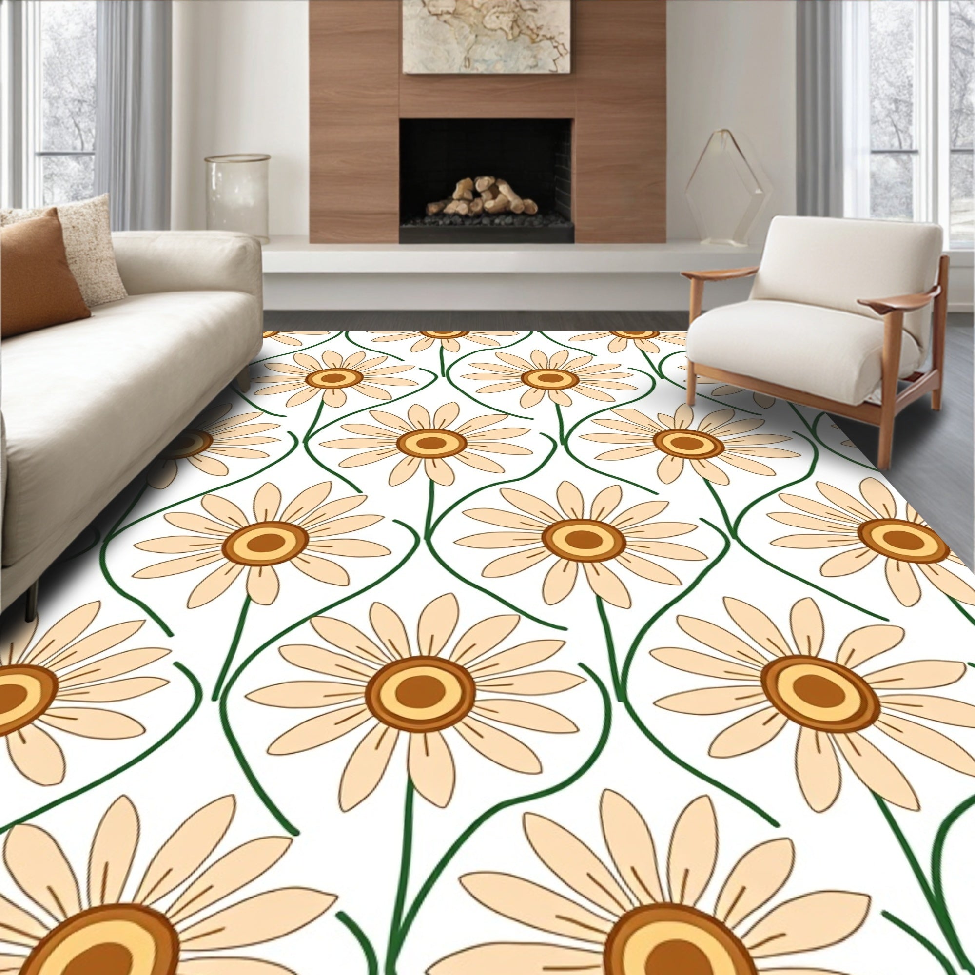Floral Daisy Pattern Rug