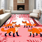 Whimsical Forest Foxes Nature Pattern Rug