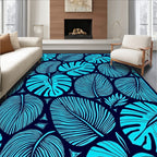 Textured Tropical Leaf Pattern Rug