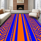 Bold Orange Blue Stripe Design Rug