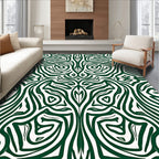 Symmetrical Green And White Organic Pattern Rug