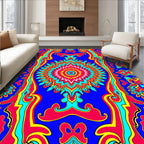 Vibrant Psychedelic Mandala Pattern Rug