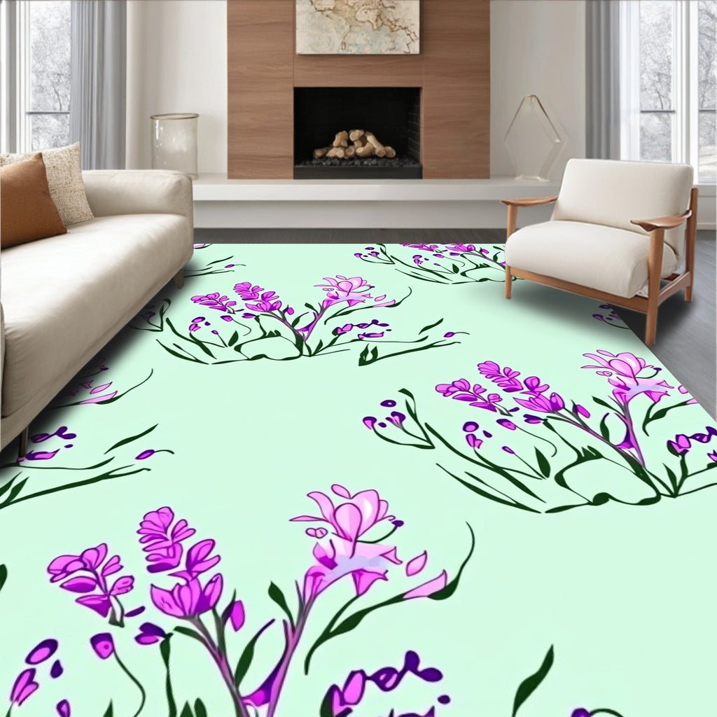 Floral Lavender Sketch Pattern Rug