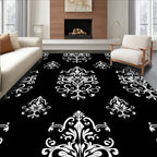 White Floral Damask Pattern Rug
