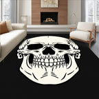 Bold Black and Cream Skull Graphic Rug