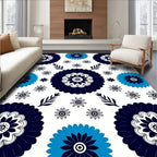 Floral Motif Cobalt Blue And Teal Rug