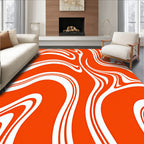 Vibrant Orange White Swirl Pattern Rug