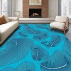 Deep Teal Feathered Swirl Rug