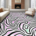 Bold Pink Zebra Stripe Pattern Rug