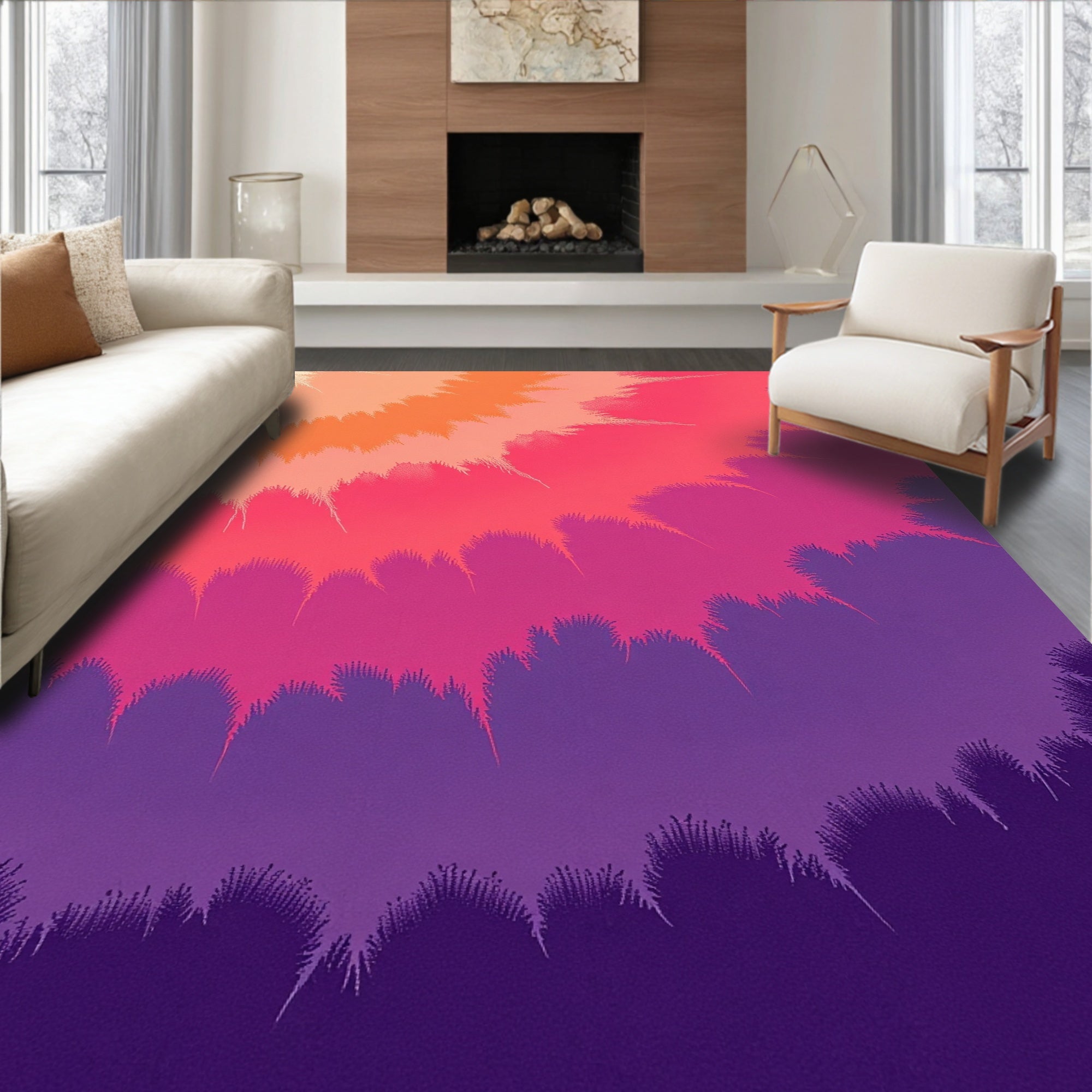 Fuzzy Gradient Sunburst Pattern Rug