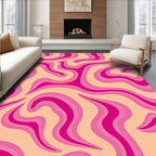 Pink Peach Swirl Wave Design Rug