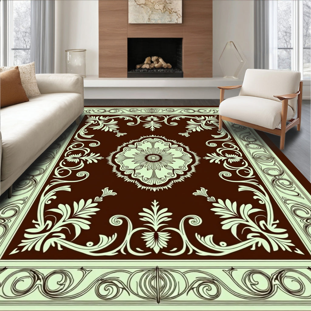 Classic Floral Medallion Bordered Rug