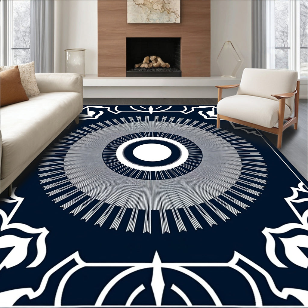 Radial Sunburst Geometric Design Rug