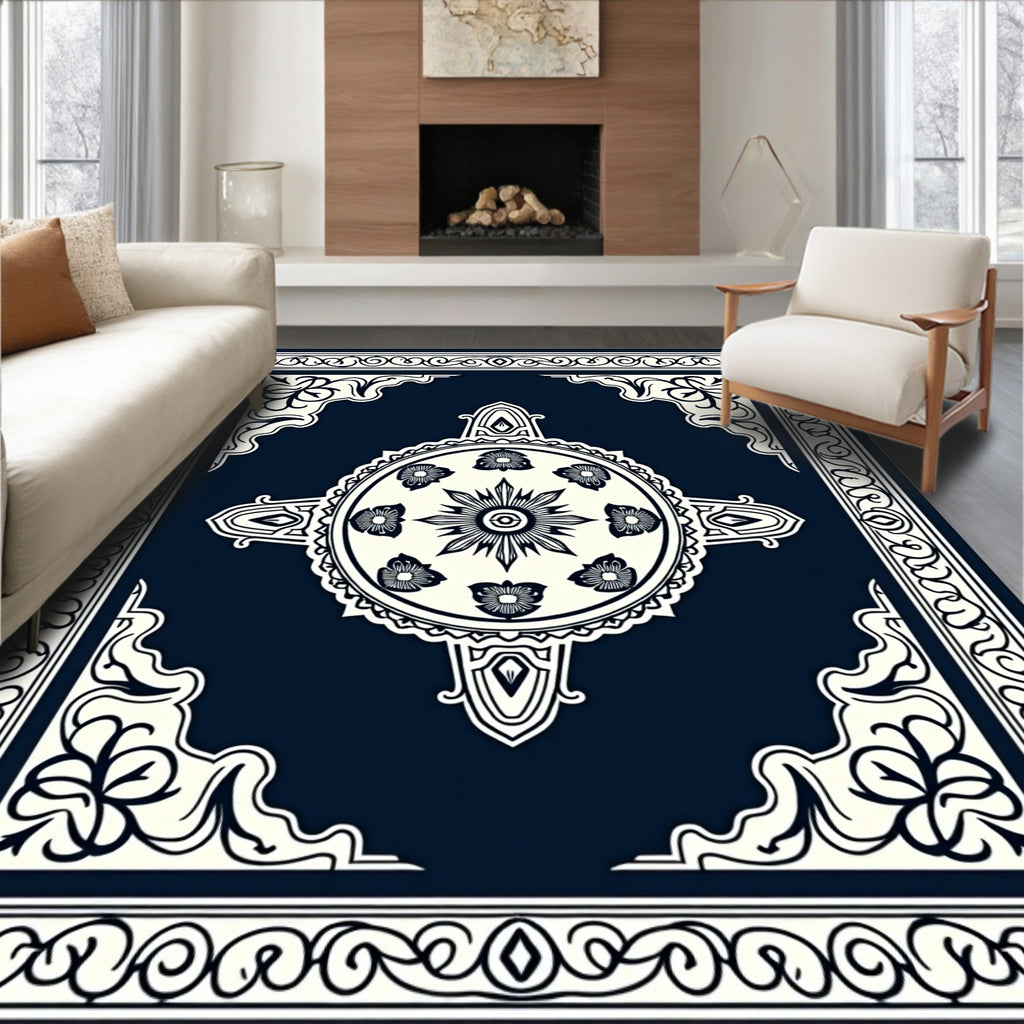 Classic Floral Medallion Square Design Rug