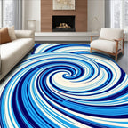 Blue Swirl And Curve Abstract Pattern Rug