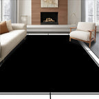 Bold Black Rectangle Border Pattern Rug