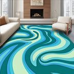 Ocean Blue Swirl Layered Waves Rug