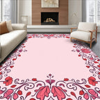 Elegant Pink Floral Vine Pattern Rug