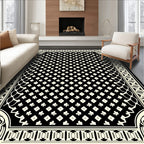 Bold Black Cream Diamond Swirl Rug
