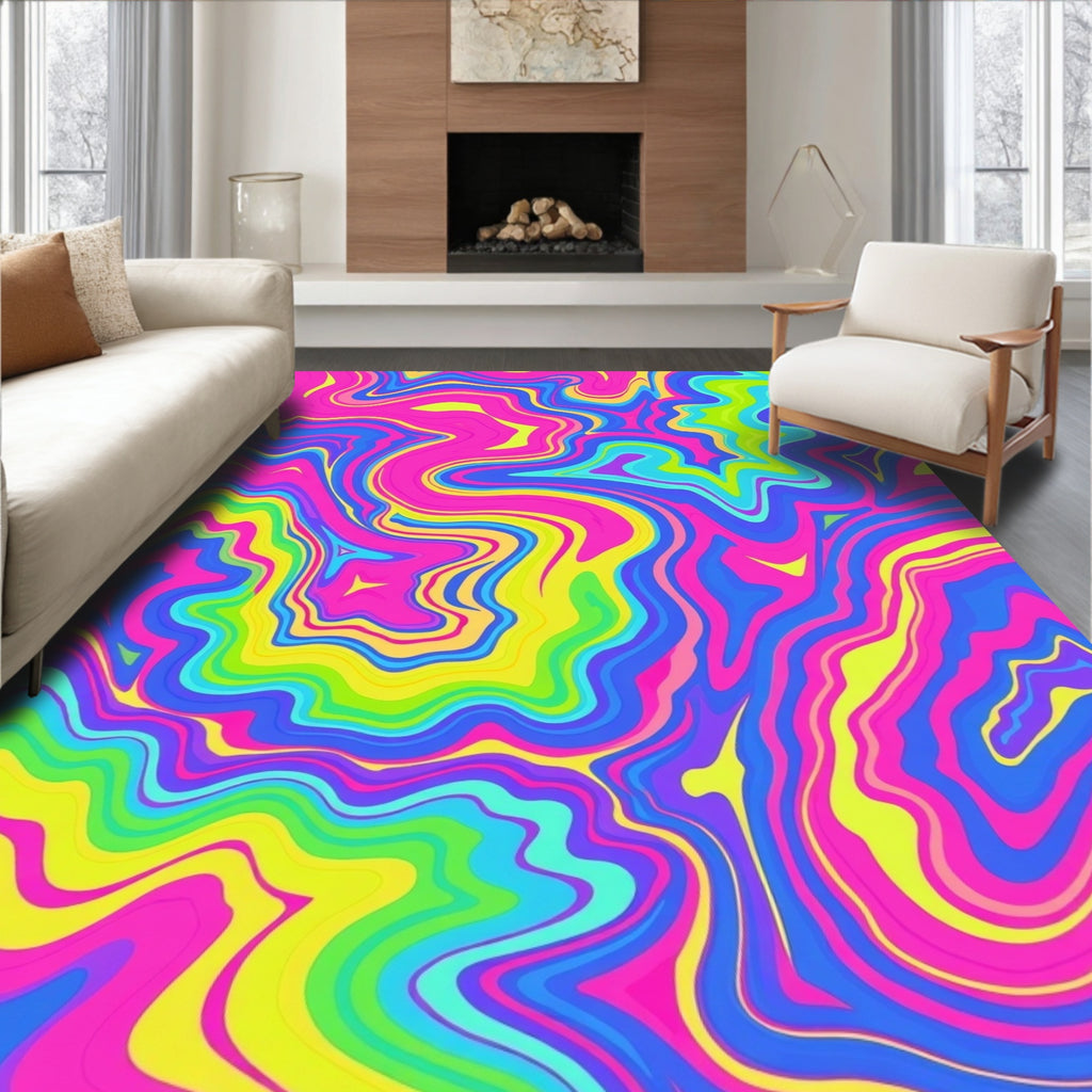 Groovy Swirl Trippy Color Rug