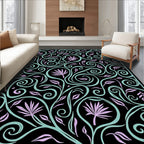 Ornate Swirling Vine Pattern Rug