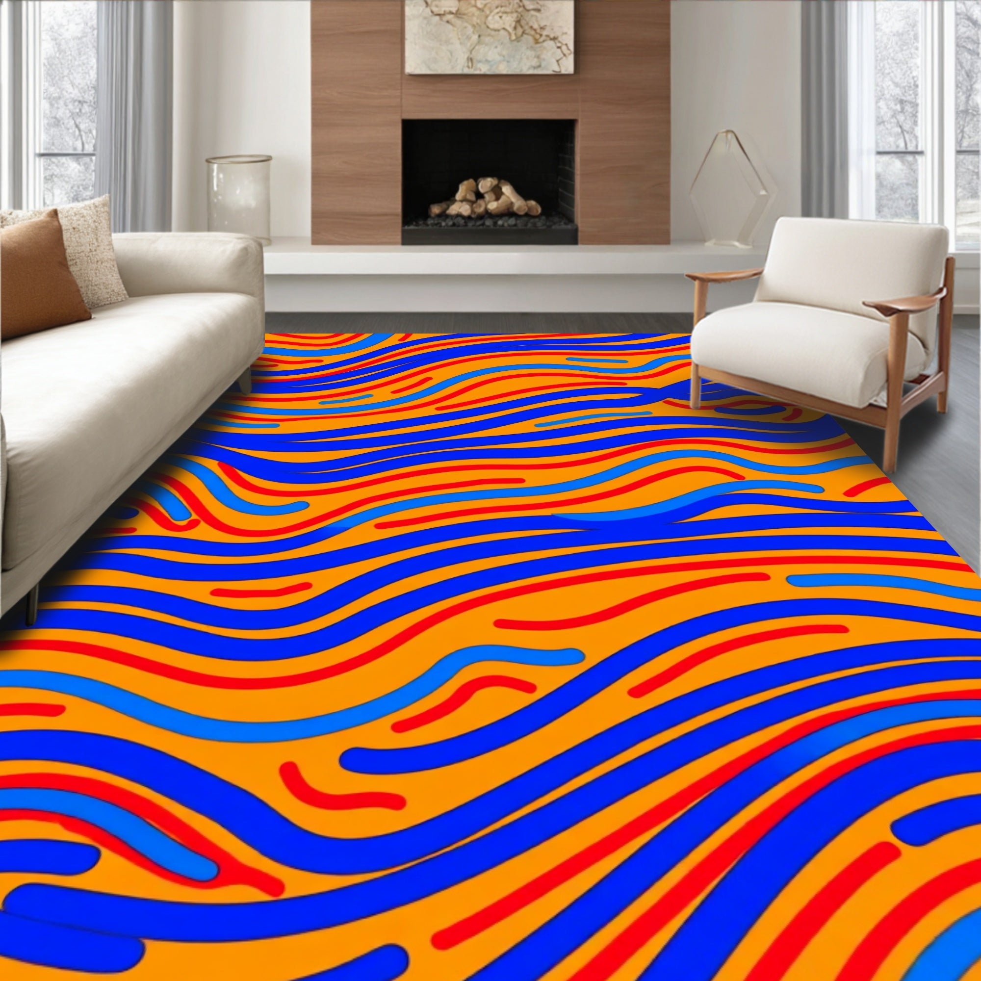 Vibrant Wavy Stripe Pattern Rug