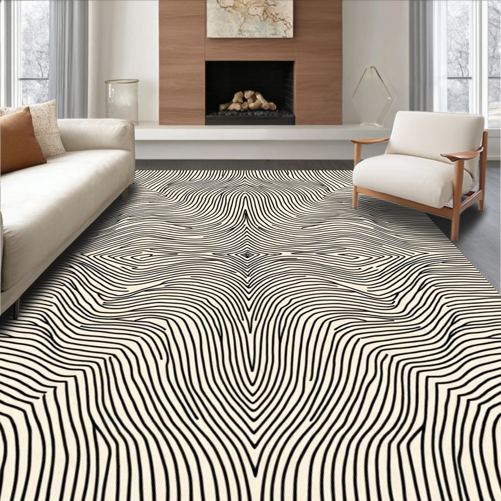 Abstract Wavy Striped Design Rug