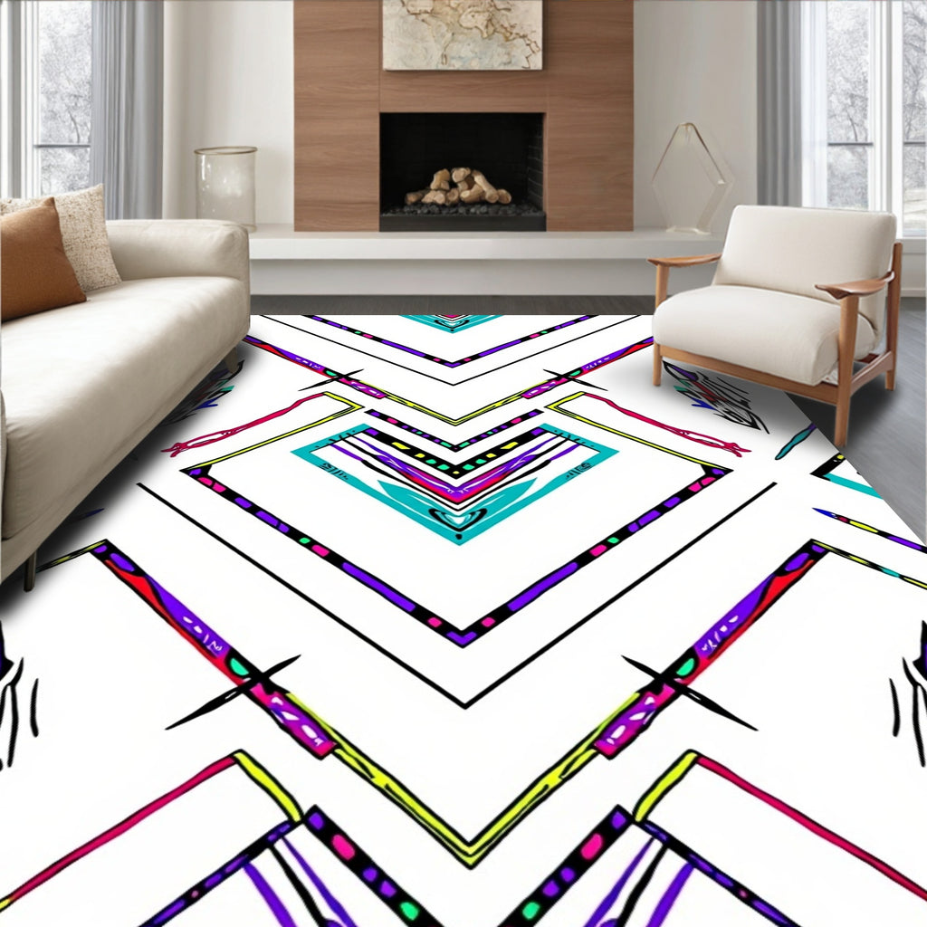 Bold Geometric Ethnic Abstract Design Rug