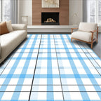 Classic Blue White Plaid Pattern Rug