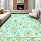 Golden Floral Outline With Mint Background Rug