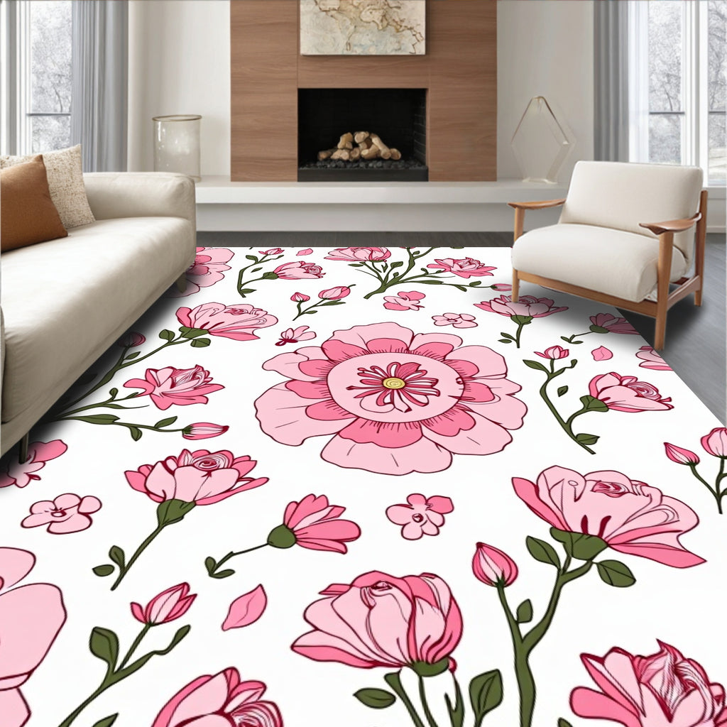 Pink Sakura Blossom Garland Rug