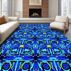 Abstract Blue Yellow Geometric Pattern Rug