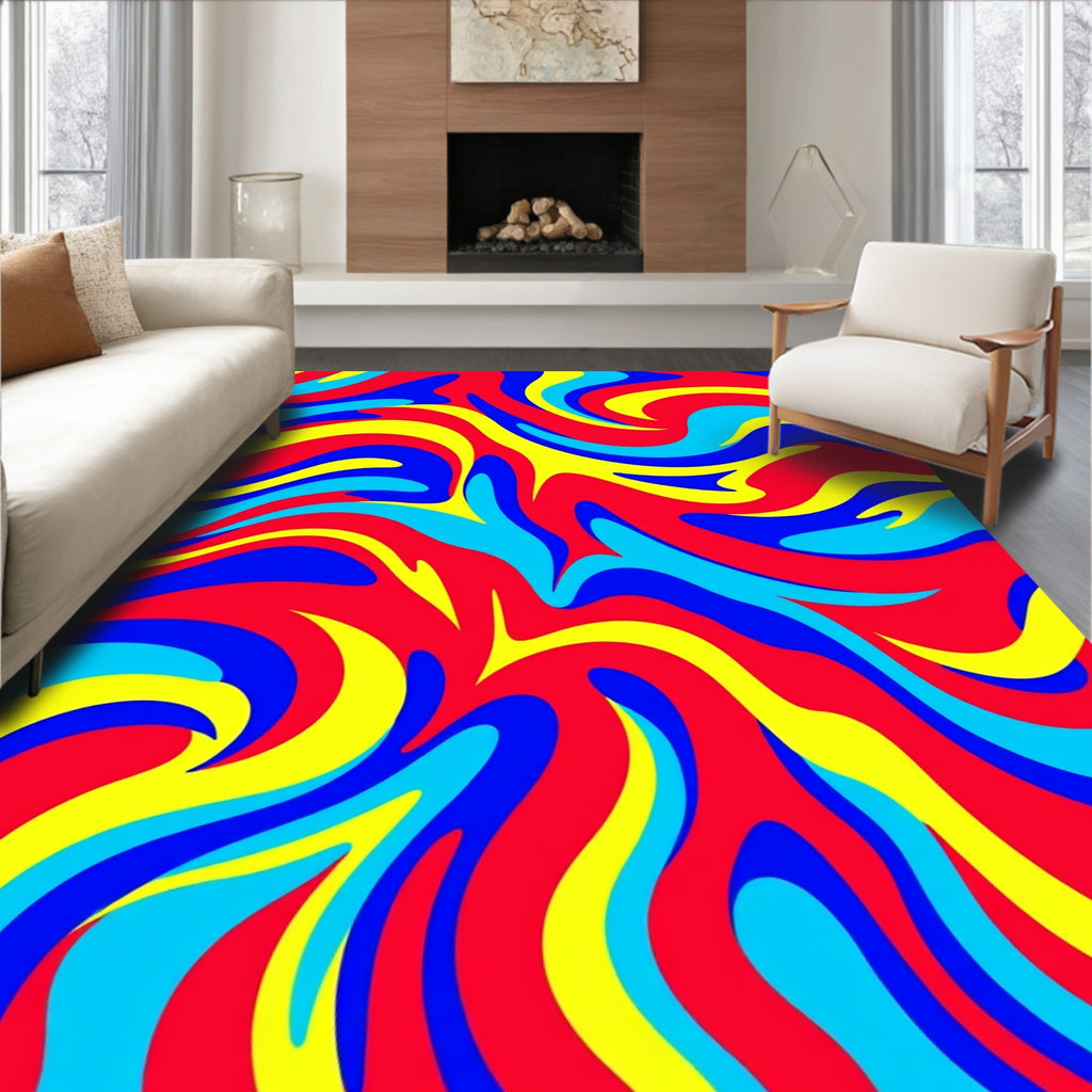 Vibrant Swirling Funky Pattern Rug