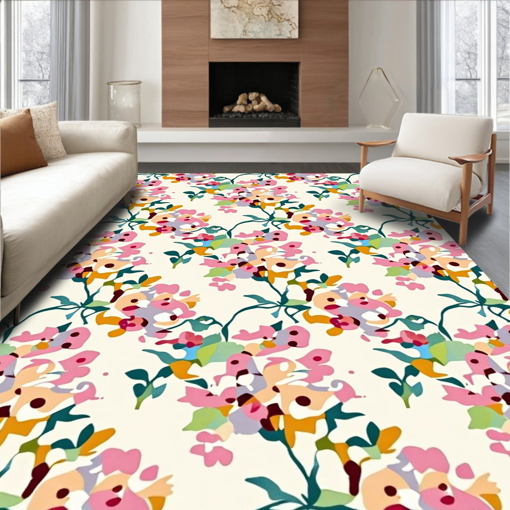 Artistic Blooming Floral Pattern Rug