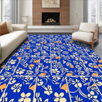 Blue Floral Cream Orange Fields Rug