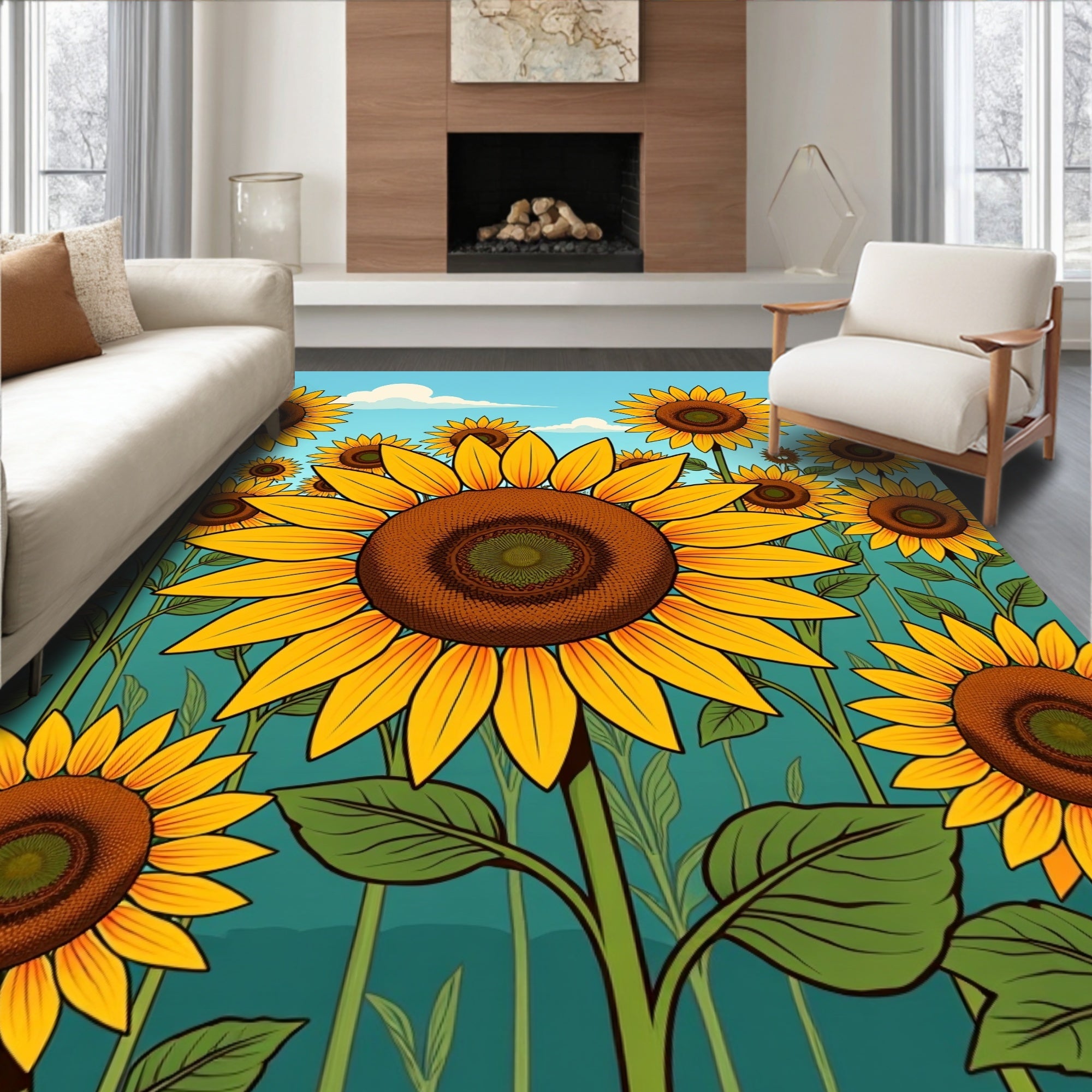 Fields Of Sun Yellow Bloom Rug