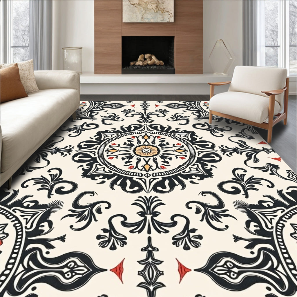 Intricate Floral Mandala Pattern Rug
